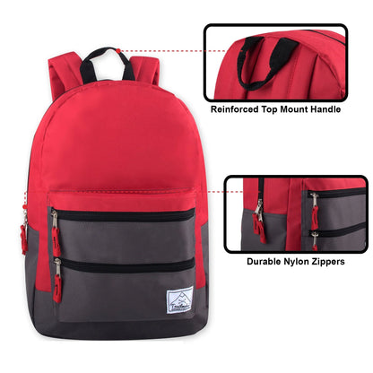 17-Inch Double Front Zippered Pocket Backpack