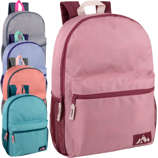 18 Inch Trailmaker Girl'S Assorted Colors Backpack with Side Mesh Pocket - 5 Pastel Colors