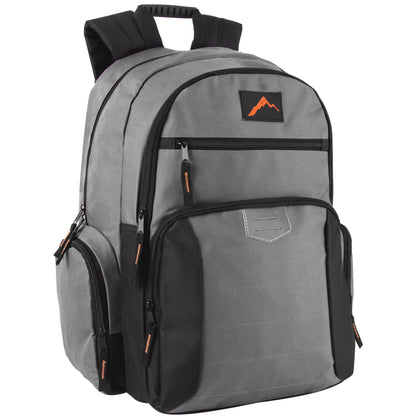 18-Inch Reflective Multi Pocket Backpack with Laptop Section - 4 Dark Colors
