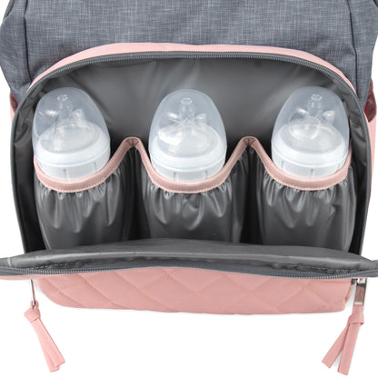 Baby Essentials Two-Tone Wide Opening Diaper Bag Backpack with Changing Pad and Stroller Straps