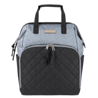 Baby Essentials Quilted Diaper Bag Backpack W Changing Pad - Black & Grey