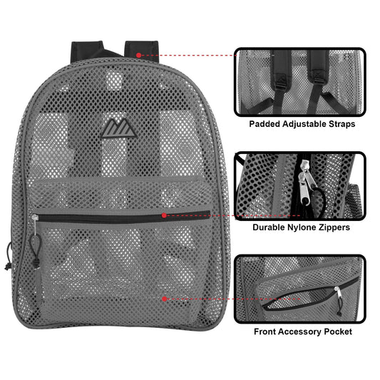 17-Inch Premium Mesh Backpack - 3 Colors