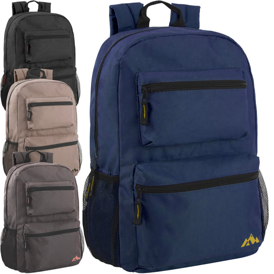 17 Inch Double Front Pocket Backpack - 4 Colors