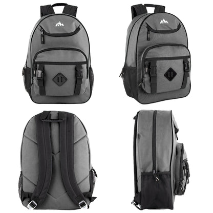 18 Inch Double Buckle Backpack with Laptop Section - 4 Colors