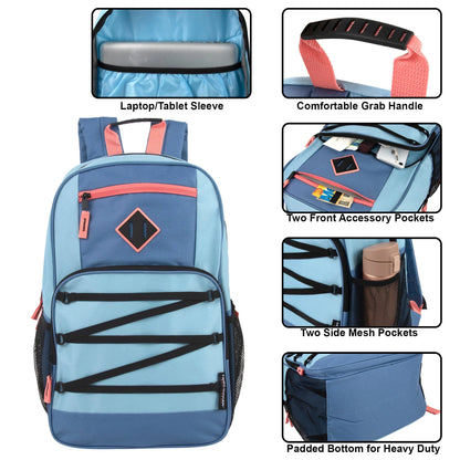 19 Inch Dome Bungee Backpack with Laptop Section - Girls Assortment