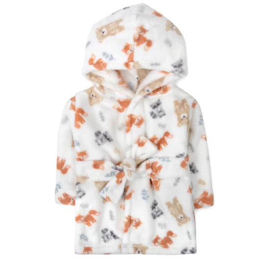 Forest Animal Toddler Robe - Grey