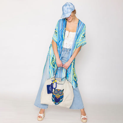 Embroidered Owl Rope Nylon Tote Bag – Durable Casual Shoulder Bag for Everyday Use