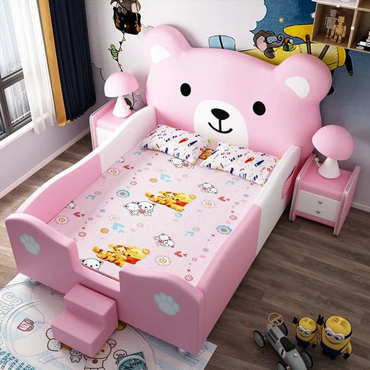 Modern Simple Solid Wood Children's Bed with Guardrail 1.5m
