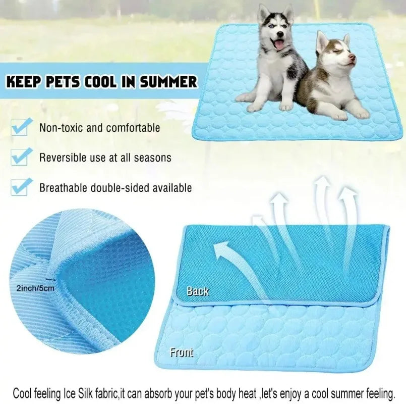 Pet Ice Silk Cooling Mat for Summer Comfort