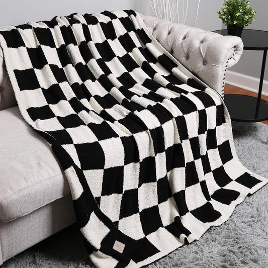 Reversible Checkerboard Patterned Throw Blanket – Soft Cozy Double-Sided Sofa & Bed Blanket