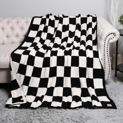 Reversible Checkerboard Patterned Throw Blanket – Soft Cozy Double-Sided Sofa & Bed Blanket