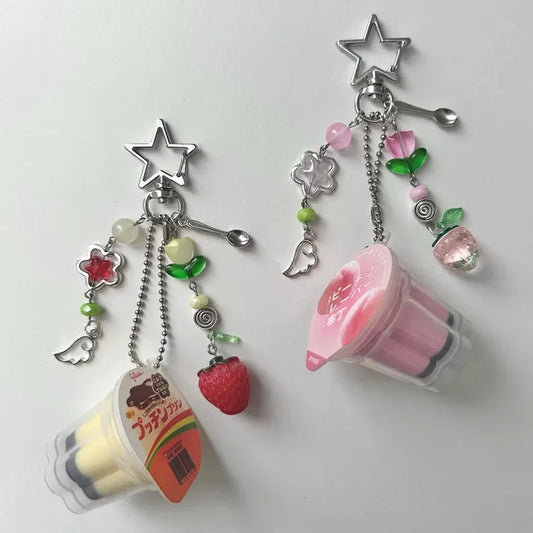 Aesthetic Keychains – Japanese Pudding Keychain Cute Dessert Charm