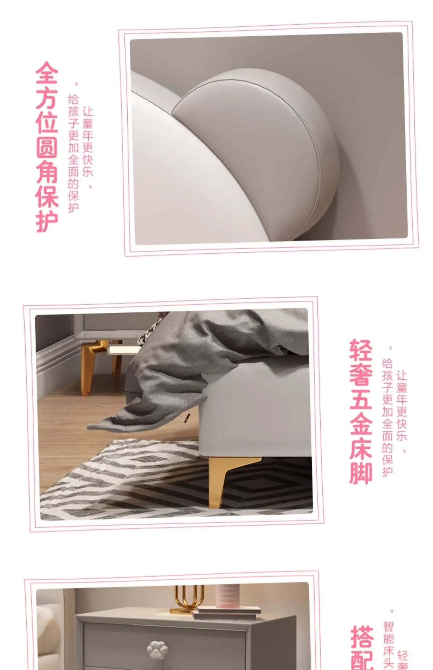 Luxury Beauty Bed Bedroom Double Headboards Modern Design