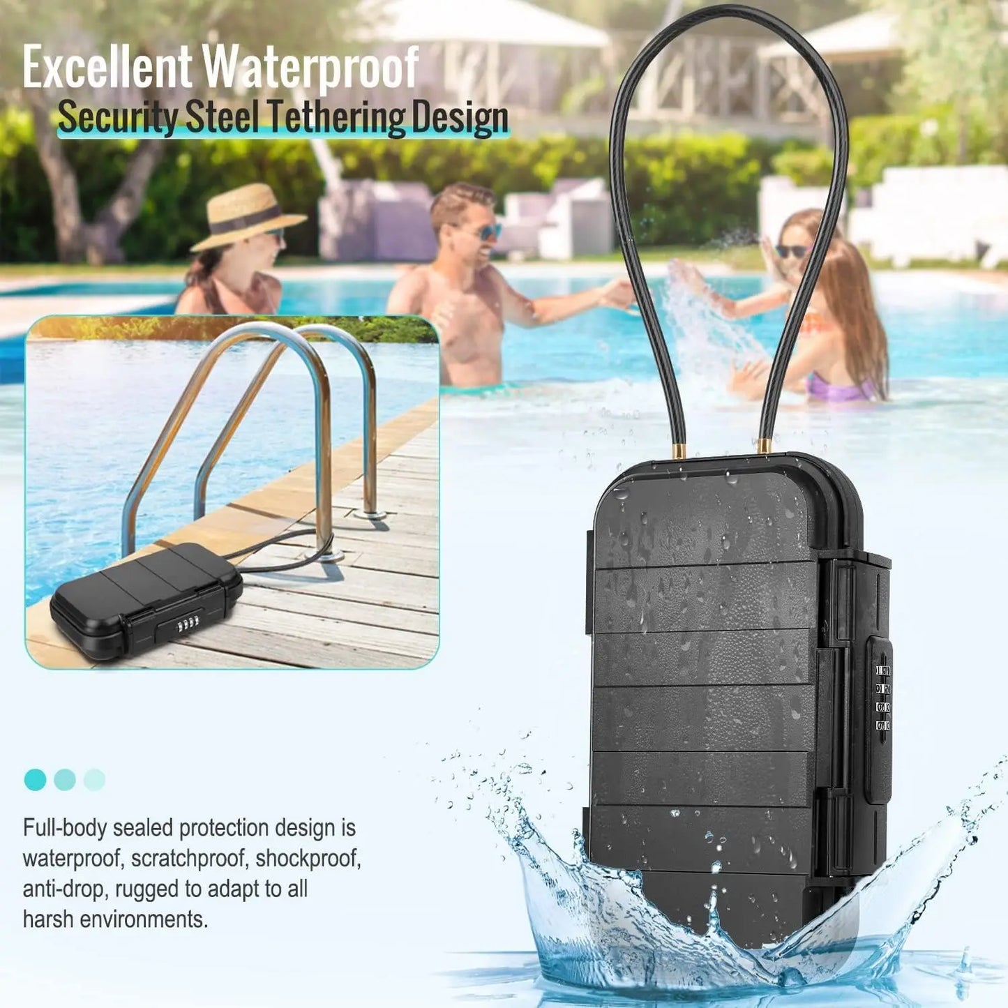 Travel Safe Lock Box Portable Anti-Theft Beach Safe with Chain