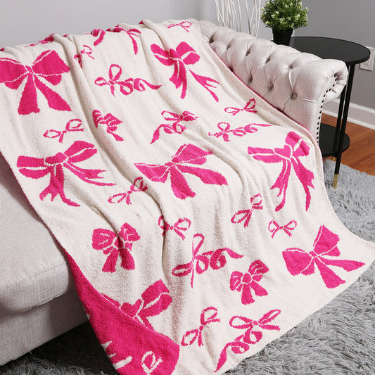 Bow Blanket | Bow Throw Blanket | Bow Patterned Reversible Throw Blanket