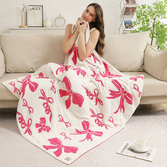 Bow Blanket | Bow Throw Blanket | Bow Patterned Reversible Throw Blanket