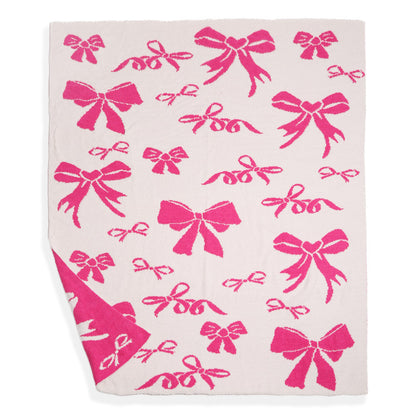 Bow Blanket | Bow Throw Blanket | Bow Patterned Reversible Throw Blanket
