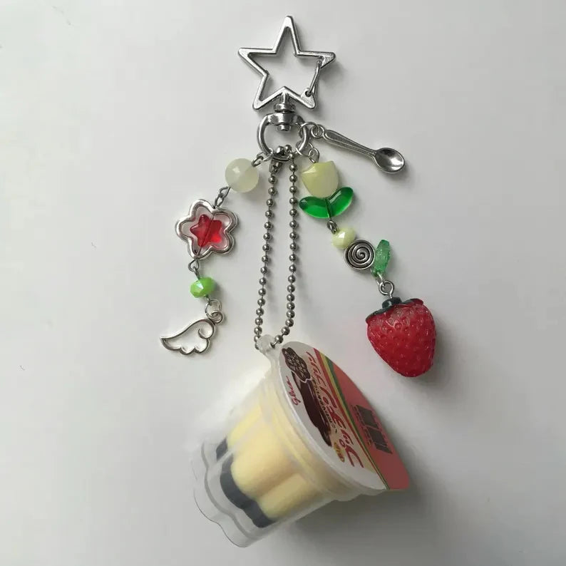 Aesthetic Keychains – Japanese Pudding Keychain Cute Dessert Charm