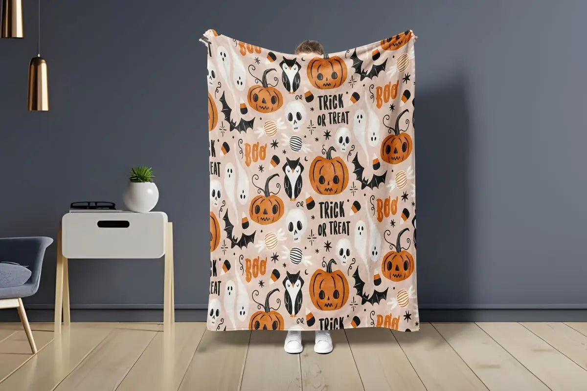 Halloween Plush Blanket for Couch, Bed & Gifting Spooky Soft