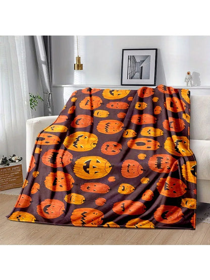 Halloween Throw Blanket with Spooky Seasonal Design – Soft & Warm Fleece