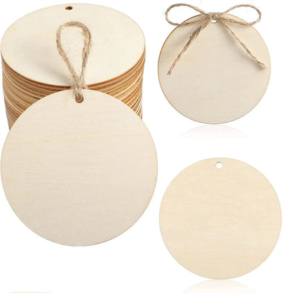 Wood Slice Christmas Ornaments – Natural Holiday Tree Decorations Set (10nos)