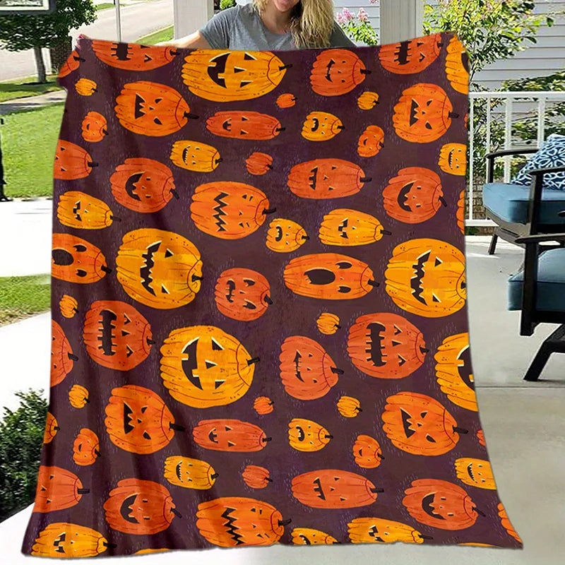 Halloween Plush Blanket for Couch, Bed & Gifting Spooky Soft