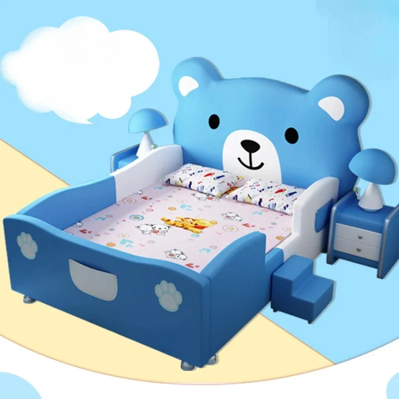 Modern Simple Solid Wood Children's Bed with Guardrail 1.5m