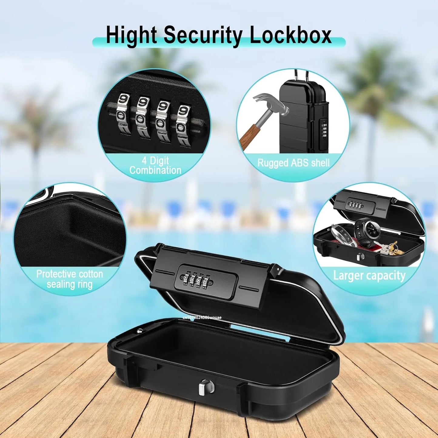 Travel Safe Lock Box Portable Anti-Theft Beach Safe with Chain