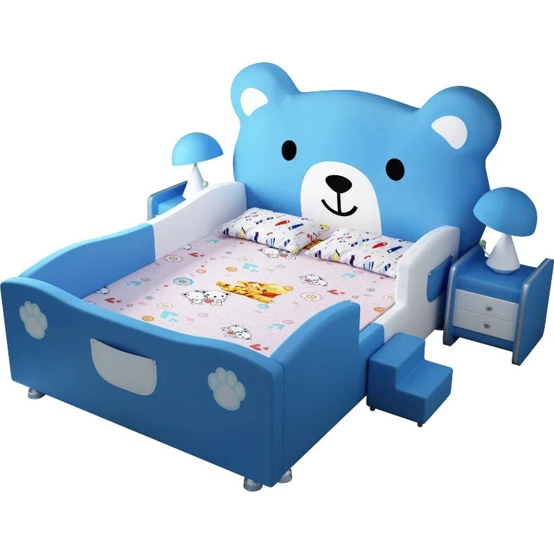 Modern Simple Solid Wood Children's Bed with Guardrail 1.5m