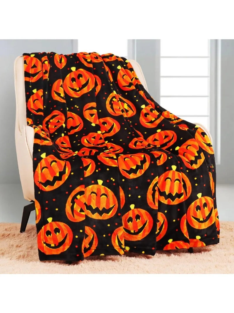 Halloween Plush Blanket for Couch, Bed & Gifting Spooky Soft