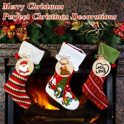 Wood Slice Christmas Ornaments – Natural Holiday Tree Decorations Set (10nos)