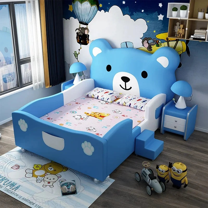 Modern Simple Solid Wood Children's Bed with Guardrail 1.5m
