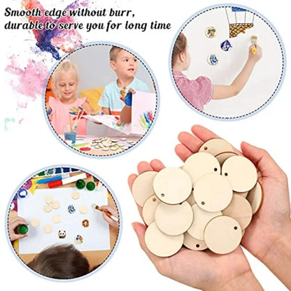 Wood Slice Christmas Ornaments – Natural Holiday Tree Decorations Set (10nos)