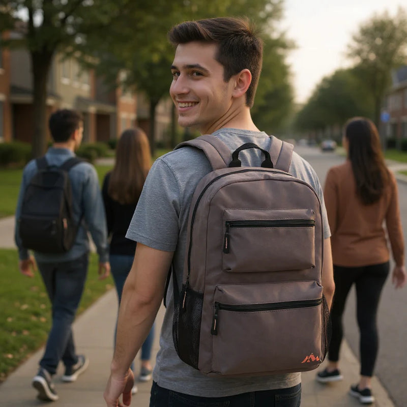 17 Inch Double Front Pocket Backpack - 4 Colors