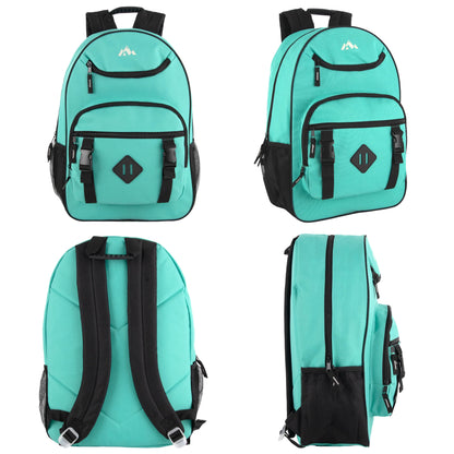18 Inch Double Buckle Backpack with Laptop Section - 3 Colors