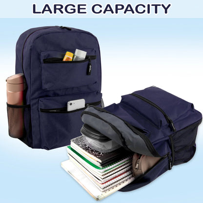 17 Inch Double Front Pocket Backpack - 4 Colors