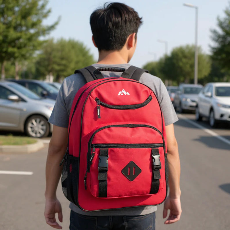 18 Inch Double Buckle Backpack with Laptop Section - 4 Colors