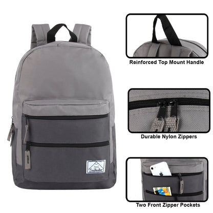 17-Inch Double Front Zippered Pocket Backpack