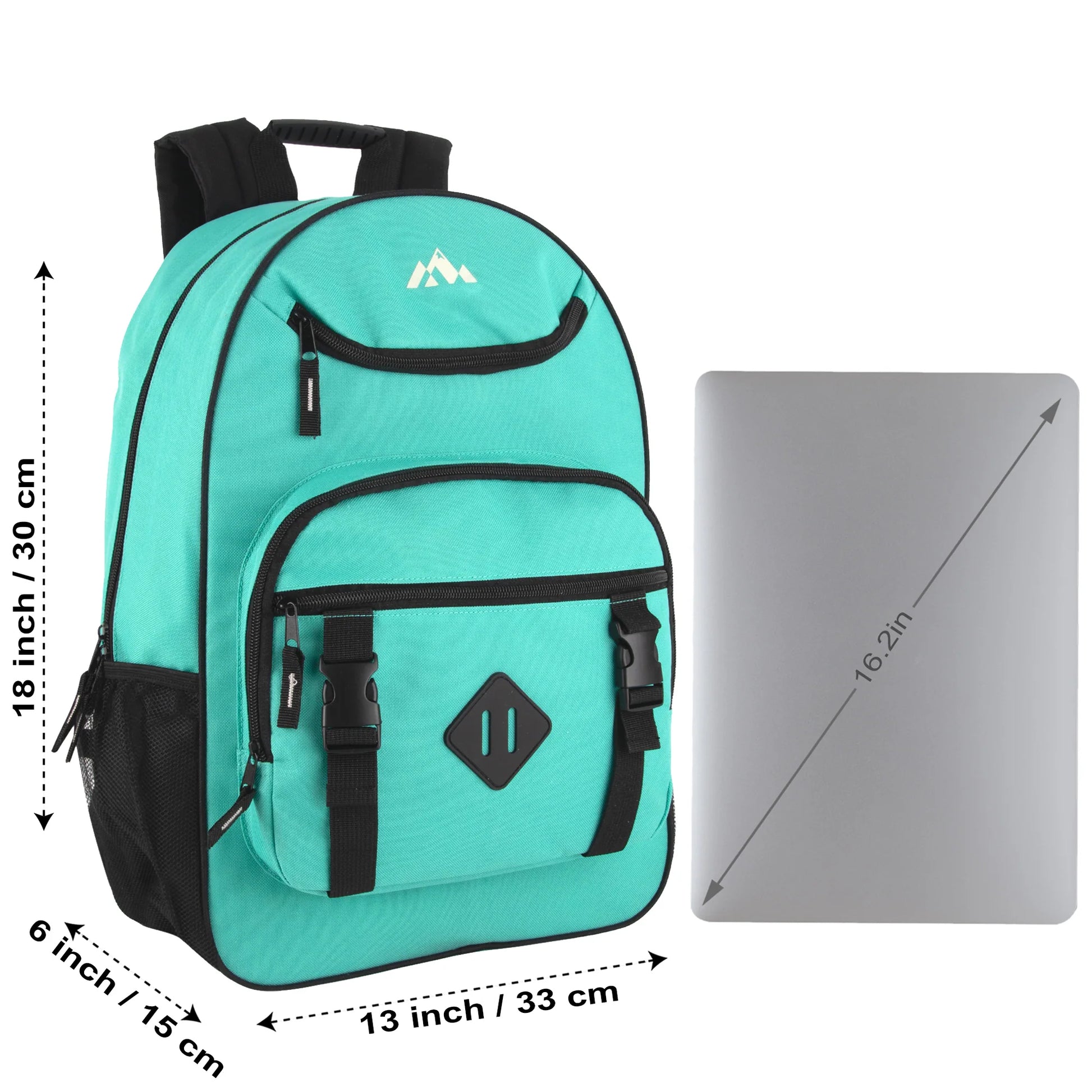 18 Inch Double Buckle Backpack with Laptop Section - 3 Colors