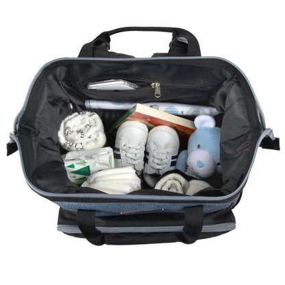 Baby Essentials Quilted Diaper Bag Backpack W Changing Pad - Black & Grey