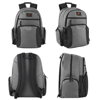 18-Inch Reflective Multi Pocket Backpack with Laptop Section - 4 Dark Colors