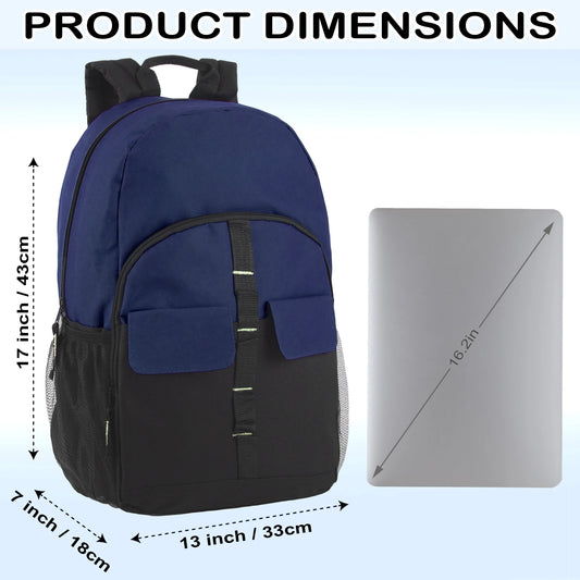 18 Inch Double Flap Daisy Chain Backpack - 3 Dark Colors
