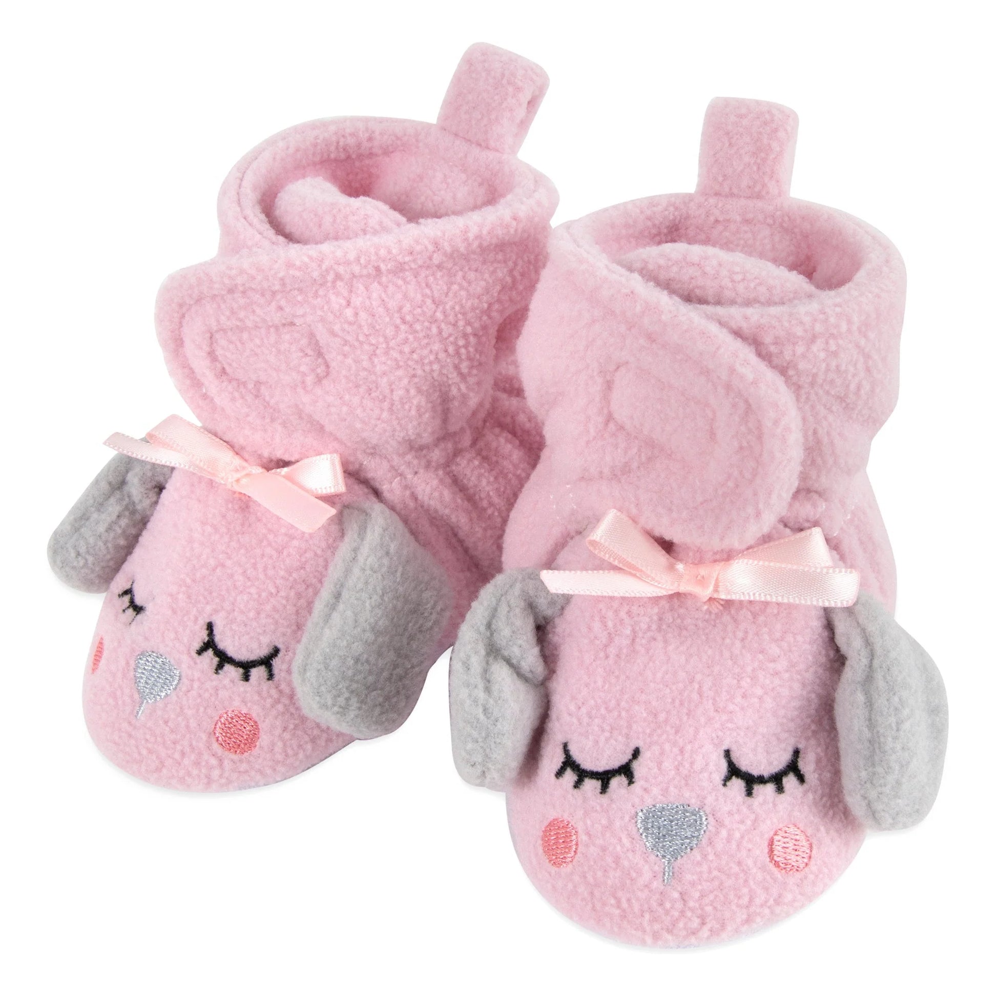 Fleece Baby Booties - Cozy Pink Puppy