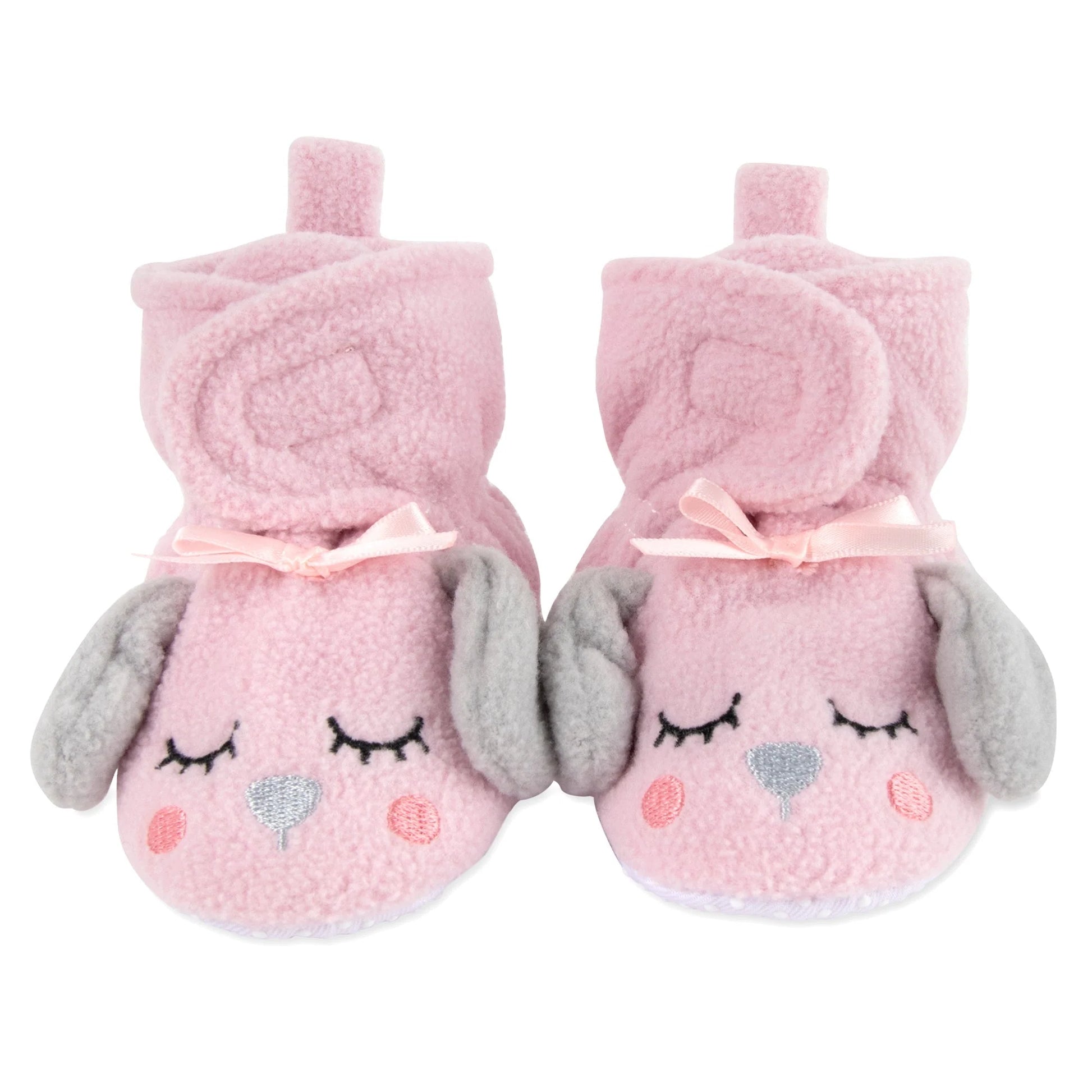 Fleece Baby Booties - Cozy Pink Puppy