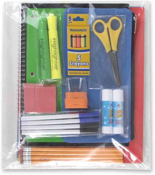 18-Inch Multi-Pocket Reflective Backpack with 30-Piece School Supply Kit - 5 Colors