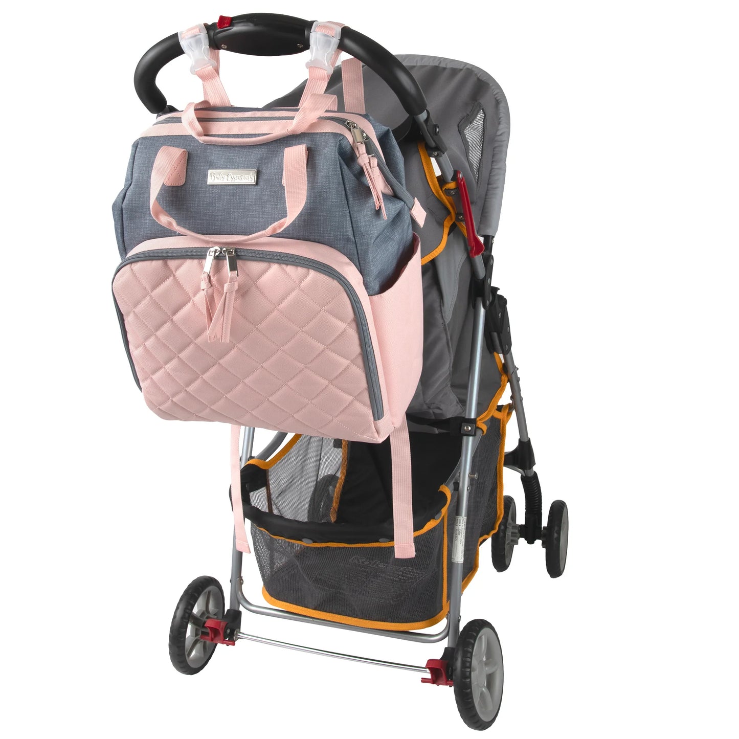 Baby Essentials Two-Tone Wide Opening Diaper Bag Backpack with Changing Pad and Stroller Straps