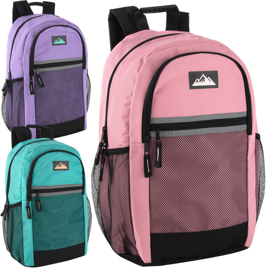 18-Inch Multi-Pocket Reflective Backpack - 3 Girls Colors