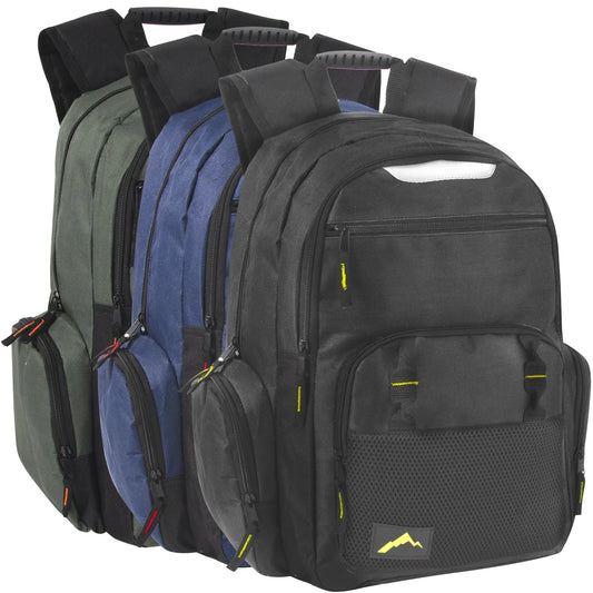 18 Inch Reflective Multi Pocket Backpack with Laptop Section - 3 Colors
