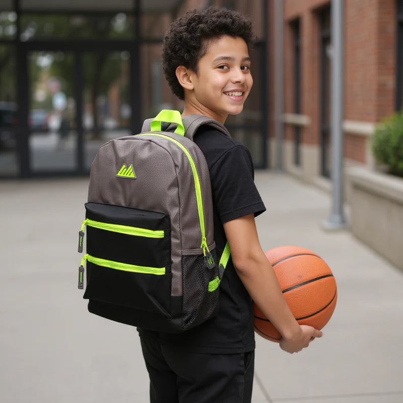17-Inch Double Front Zippered Pocket Backpack