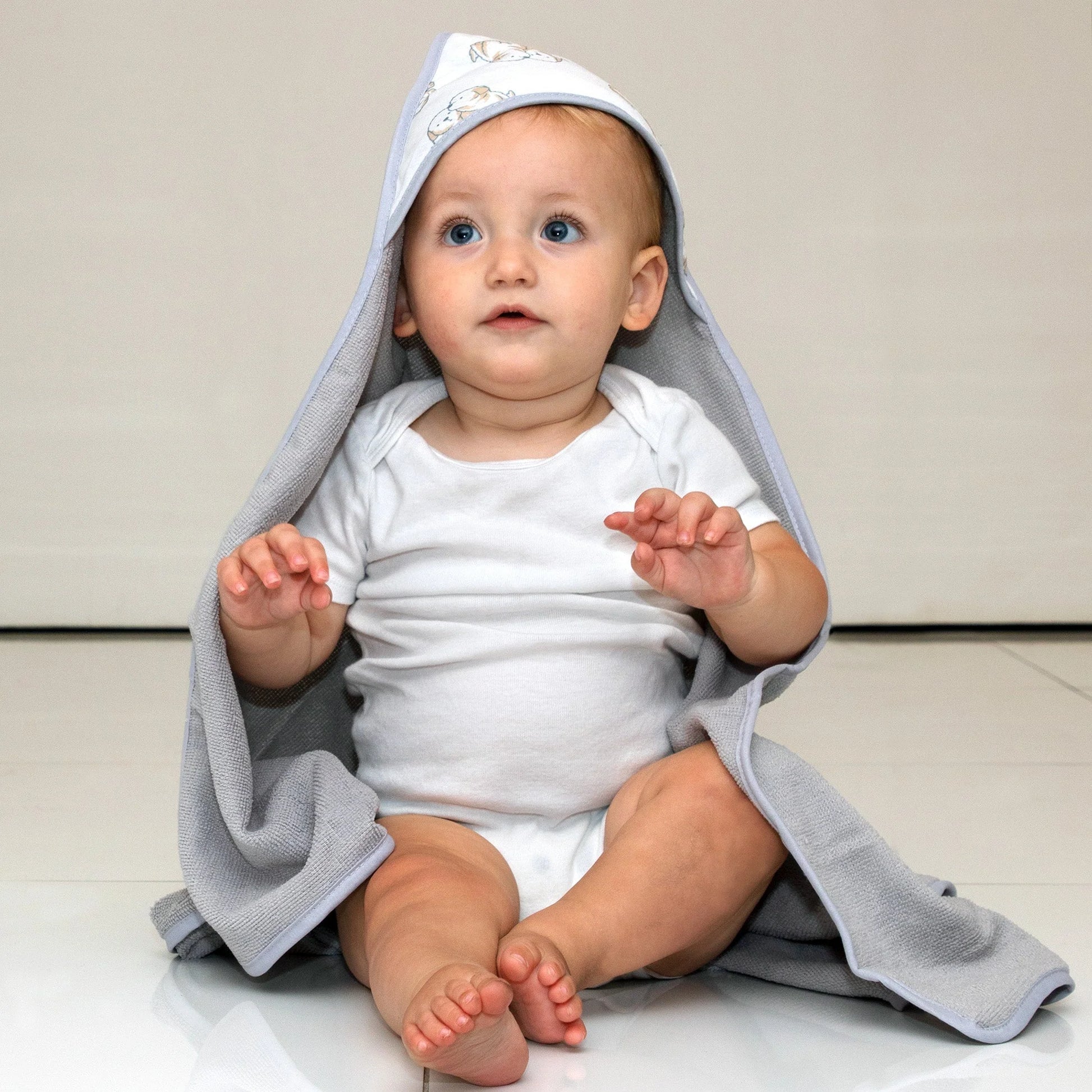 6-Piece Baby Bath Set with Hooded Bath Towel & Wash Cloth - Puppy Theme